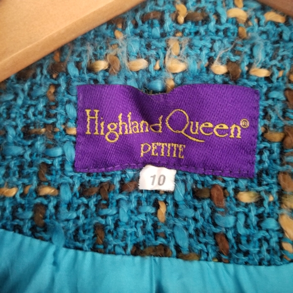 Tweed turquoise button coat - Picture 3 of 8